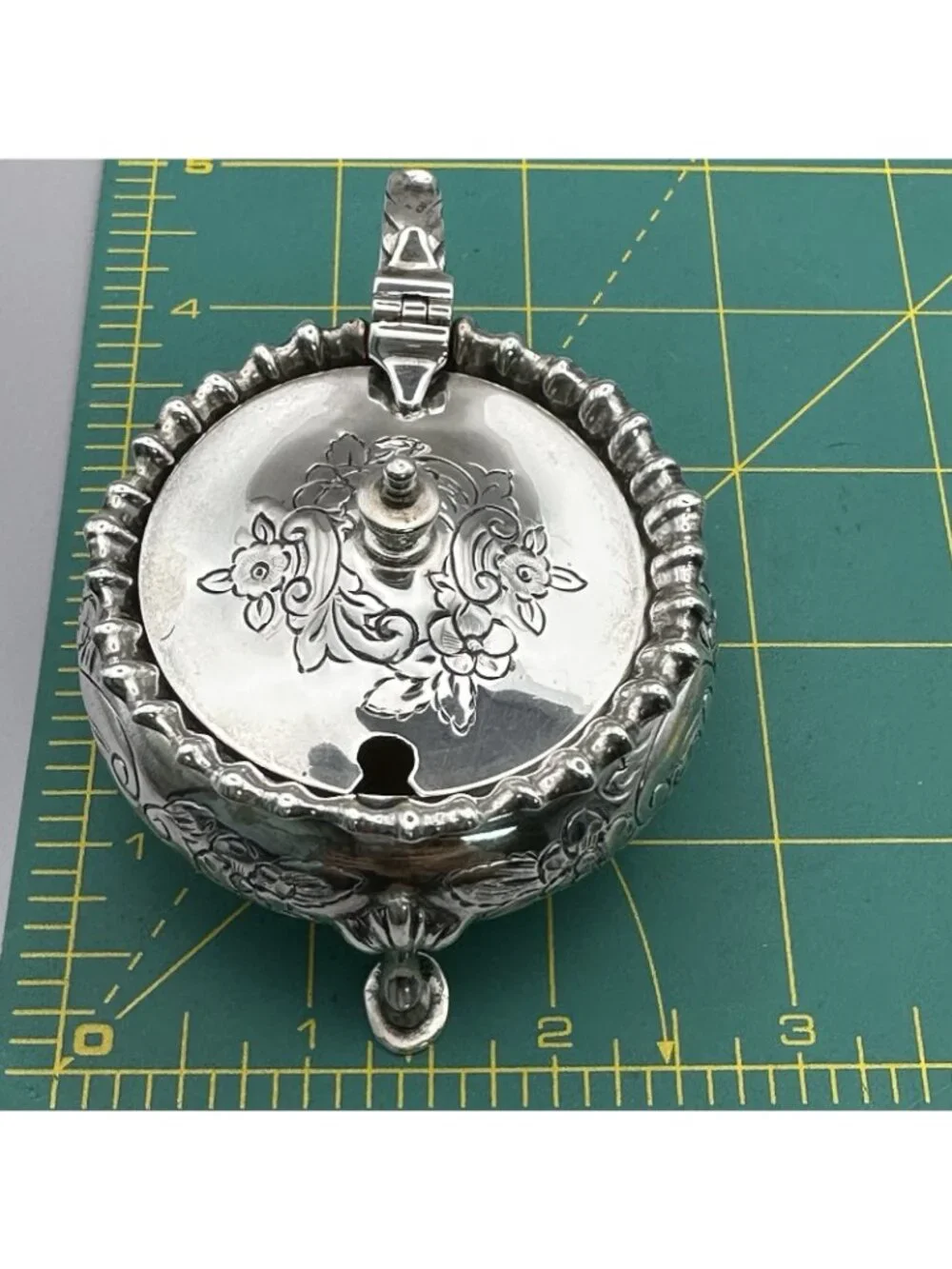 Charles S Green & Co Ltd Mustard Pot Hinged Lid Birmingham 1929 Sterling Silver